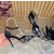 Christian Louboutin Black Satin Checkered Crystal‑Embellished 100mm Stiletto Heel Ankle‑Strap Pumps