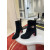Christian Louboutin Black Suede Silver Lock Buckle 85mm Block Heel Ankle Boots