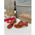 Christian Louboutin Cognac Croc‑Embossed 70mm Block Heel Thong Mule Sandals