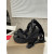 Christian Louboutin Black Fabric 120mm heel Wedge Ankle Tie Espadrille Sandal