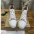 Christian Louboutin Striped Canvas Leather‑Trim High‑Top Sneakers