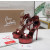 Christian Louboutin Metallic Burgundy Platform Ankle‑Strap Stiletto Heel Sandals