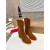 Christian Louboutin Cognac Suede Side‑Zip Block‑Heel Ankle Boots 85mm heel
