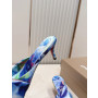 Christian Louboutin Multicolor Satin 70mm Bow Heel Mule Sandals