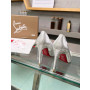 Christian Louboutin Silver Textured Scalloped 100mm heel Pump