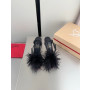 Christian Louboutin Black Feather 100mm Slingback Stiletto Sandals