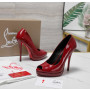 Christian Louboutin Lady Z 120 Red Patent Peep‑Toe Platform Stiletto Heel Pumps