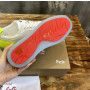 Christian Louboutin White Perforated Leather Fluorescent‑Yellow Accent Low‑Top Sneakers