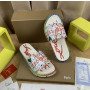 Christian Louboutin White Graffiti‑Print Slides Rainbow Crystal‑Trimmed Sole