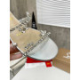 Christian Louboutin Silver Crystal Embellished Flat Slide Sandal
