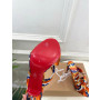 Christian Louboutin Abstract Print Satin 100mm Spiral Heel Mule Sandals
