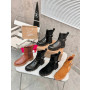 Christian Louboutin Brown Leather Buckle‑Strap Lug‑Sole Chelsea Ankle Boots