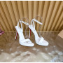 Christian Louboutin White Patent Leather Ankle‑Strap Platform High‑Heel Sandals 120mm heel