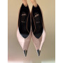 Christian Louboutin Pink Patent 55mm Metal‑Tip Pointed Toe Kitten Heel Pumps