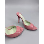Christian Louboutin Pink Patent Leather 100mm Peep‑Toe Stiletto Heel Mules