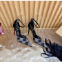 Christian Louboutin Black Satin Checkered Crystal‑Embellished 100mm Stiletto Heel Ankle‑Strap Pumps