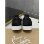 Christian Louboutin Black Suede Silver‑Glitter Floral Crystal‑Toe Low‑Top Sneakers