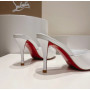 Christian Louboutin White Patent Peep‑Toe Stiletto Heel Mules