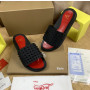 Christian Louboutin Black Spiked Slide Sandals Red Croc‑Embossed Footbed