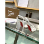 Christian Louboutin White Nappa Asymmetric Curved Strap Slingback Sandal 100mm heel