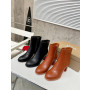 Christian Louboutin Tan Smooth Leather 85mm Block‑Heel Side‑Zip Ankle Boots