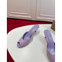 Christian Louboutin Lavender Patent Peep‑Toe Kitten Heel Mules