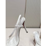 Christian Louboutin White Patent Leather 100mm Stiletto Heel Slingback Sandals